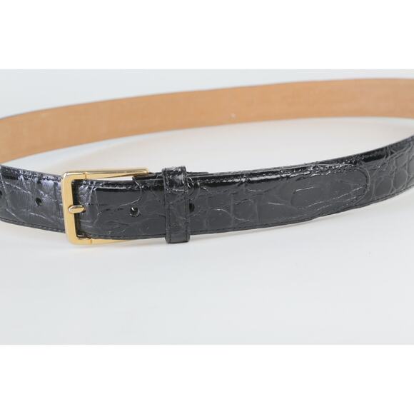 Vintage Black Croco Print Leather Classic Buckle Waist Belt Size 38 / 95 main image 7